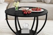 Round Coffee Table,Accent Center Table for Living Room,Black