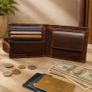 Leather Wallet for Men Handmade Bifold Wallet Horse Engraved Wallet Brown Leather Wallet Image 3
