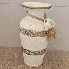 Ceramic vase rustic antique beige roman stoneware gold greek