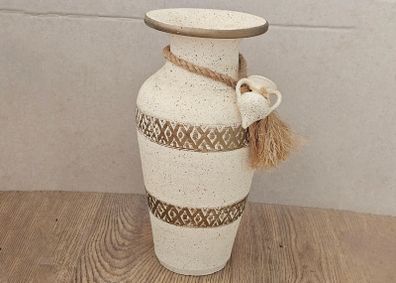 Ceramic vase rustic antique beige roman stoneware gold greek