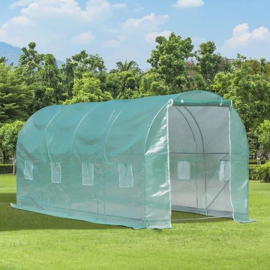 Walk-in Outdoor Tunnel Greenhouse Portable Warm House Backyard Planter Green