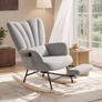 Rocking Chair Removable Cushion Side Pockets Wooden Legs Dove Grey Image 6