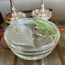 Vintage Calla Lily Oval Glass Lidded Dish Keepsake Box France Image 6