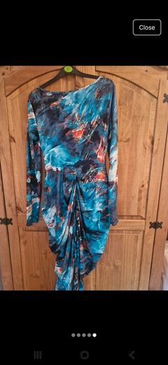 Shein Tie Dye Draped Collar Asymmetric Hem Dress