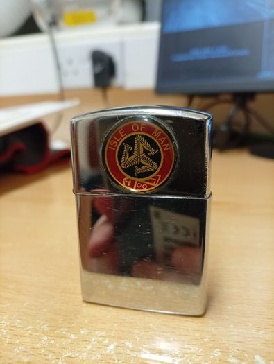 Vintage Kingsway chrome Petrol Lighter. Isle of Man / Manx Interest. Absolutely beautiful Zippo.