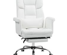 Ergonomic Office Chair, height-adjustable 48-56 cm, reclining backrest, footrest, White
