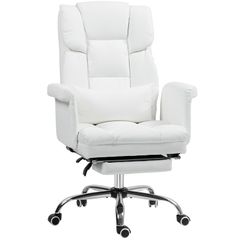 Ergonomic Office Chair, height-adjustable 48-56 cm, reclining backrest, footrest, White