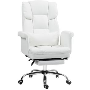 Ergonomic Office Chair, height-adjustable 48-56 cm, reclining backrest, footrest, White