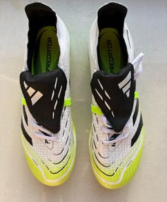 Like new, worn once, absolutely mint, size 10 Adidas 2024 Predator Elite Hybrid Touch + Fold-Over Tongue. RRP 280. Top tier boot in Cloud White / Core Black / Lucid Lemon colourway.