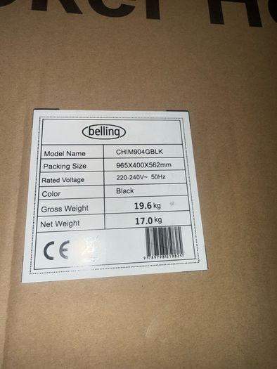 Belling 90cm Curved Glass Chimney Hood
