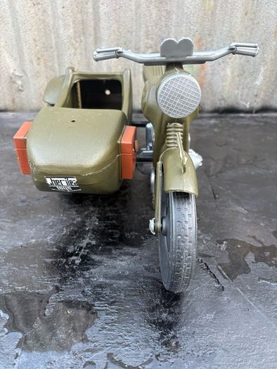vintage Cherilea action man German motorcycle and sidecar plus battle worn Jeep