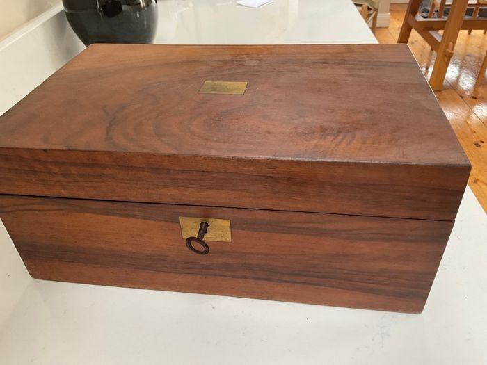 Antique walnut writing box