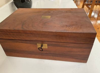 Antique walnut writing box