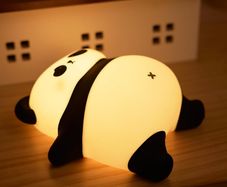 Rechargeable Cute Panda Night Light, 3 Level Dimmable Nursery Nightlight with Timer, Silicone Light Cute Animal Night Lamp for Breastfeeding Toddler Baby Kids Decor, Squishy Lamps Girls Panda Gifts