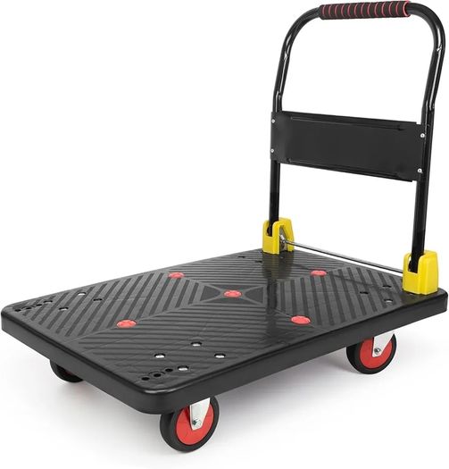 400kg capacity Platform Truck Heavy Duty Trolley with 2 bungee cords with hooks Multipurpose Utility Trolley - Versatile Folding