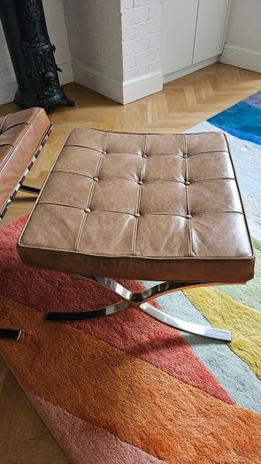 Midcentury modern Barcelona Chair Replica with Footstool