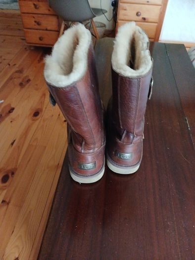 Tall brown leather Ugg boots