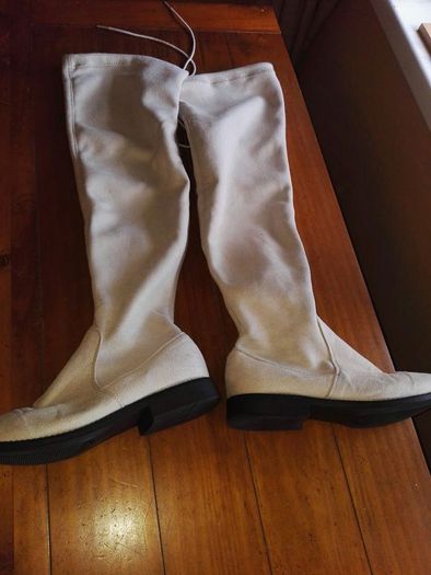 Cream Suede Boots