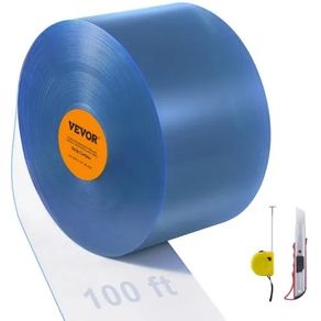 Clear PVC Strip Curtain, 30.5 m Length x 30.5 cm Width, Plastic Door Strip Bulk Roll, Walk in Freezer