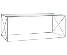 Coffee Table Silver 120x60x45 cm Stainless Steel and Glass