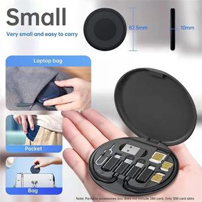 All in One 60W USB Fast Charging Travel Data Cable Set Type C, Lightening and Micro USB Port Inbuilt Mobile Stand Compatible with iPhone, iPad, Samsung, RealMe & All Other Android Phones