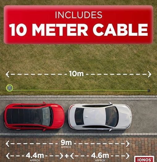 2 Socket Cable Reel, 10m, Green Extension Lead, 13A with Thermal Cut Out, Heavy Duty Outdoor Extension Lead