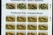2001 Ireland Freshwater Fish (Perch, Arctic Charr, Pike &amp; Bream) Commemorative Stamps Sheetlet Plate 1A1A1A1A Mint Never Hinged (MNH)