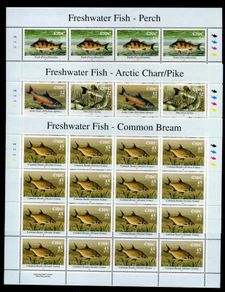 2001 Ireland Freshwater Fish (Perch, Arctic Charr, Pike & Bream) Commemorative Stamps Sheetlet Plate 1A1A1A1A Mint Never Hinged (MNH)