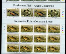 2001 Ireland Freshwater Fish (Perch, Arctic Charr, Pike & Bream) Commemorative Stamps Sheetlet Plate 1A1A1A1A Mint Never Hinged (MNH)