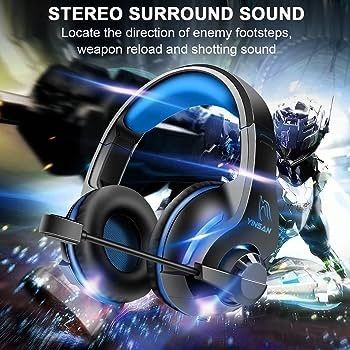 MULTIPLE COLOURS AVAILABLE Gaming Headset for PS4, Xbox One Headset with Mic Surround Stereo Gaming Headphones with LED Light, Compatible with Nintendo Switch PS5 Xbox Series X/S PC (USB Extension Cable Included), Blue