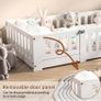 190x90 cm Toddler Floor Bed,3ft Montessori Floor Bed with Rails & Lockable Door,Single Children's Beds for Toddlers,Kids,Fall Protection Including Slatted Frame,White Solid Pine Image 4