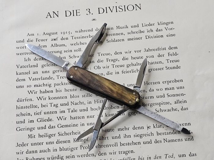 Vintage 1950s Victoria Victorinox Buffalo Horn Executive 74mm Swiss Army Knife Discontinued Collectable