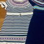 Shrinking Violet Girl's Navy White Knitted Dress 100%cotton Image 2