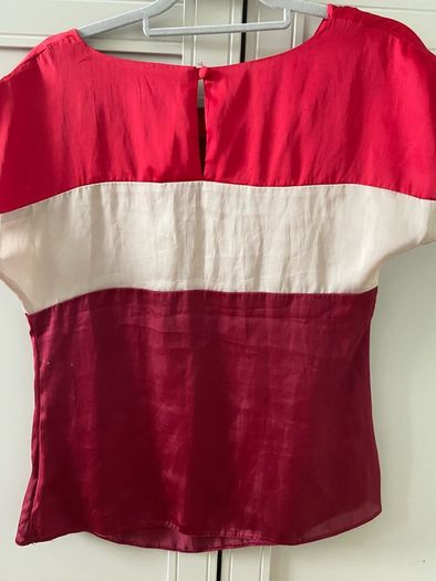 Red, maroon and fawn colour block top size 10