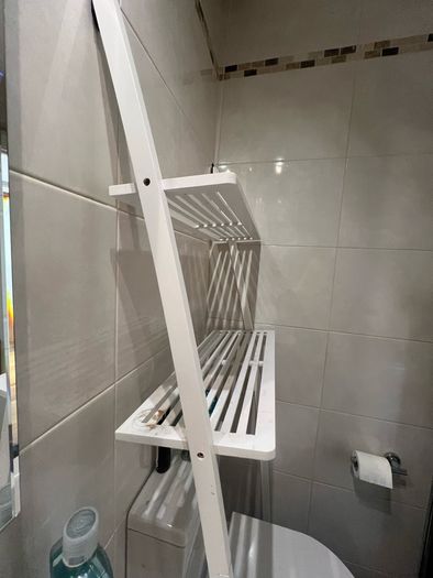White wooden bathroom storage unit
