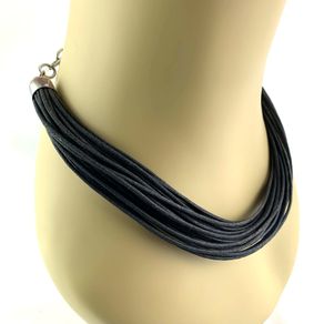 Vintage black corded bohemian necklace