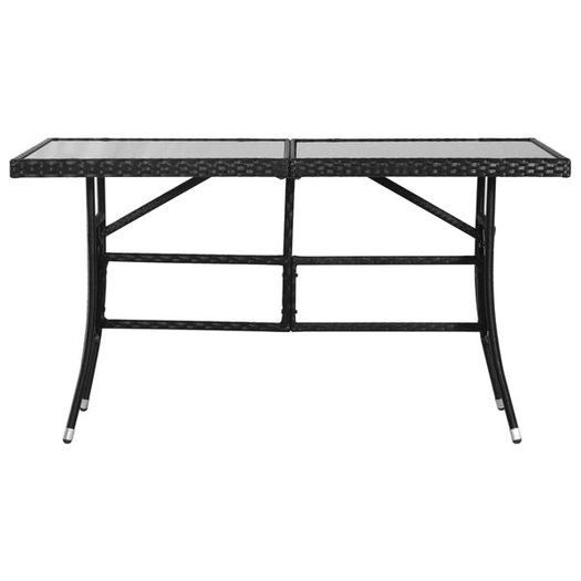 Garden Table Black 140x80x74 cm Poly Rattan