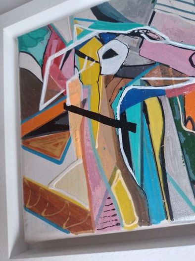 Original Painting of a Dog Framed Original Abstract Painting of Dog  Fauvist Art Figurative Art