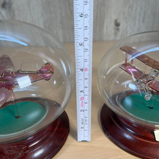 Vintage Northumbrian Glass Tiger Moth and Spitfire Glass Plane Ornament