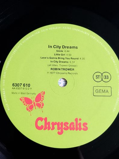 Robin Trower - In City Dreams Vinyl LP (1977) Original German Pressing Blues Rock EX+