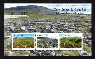 2011 Ireland Cork Stamp and Coin Exhibition 19th November 2011 Exhibition Miniature Sheet on National Parks Commemorative Stamp Miniature Sheet Mint Never Hinged (MNH) No 175