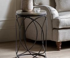 Kimba side tables - hammered metal golden top on black stylish legs