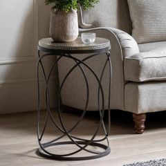Kimba side tables - hammered metal golden top on black stylish legs