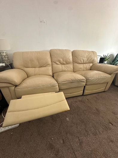 3 seater Leather with recliner Sofa and 2 arm chair recliners