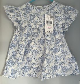 Mango blue & white floral tunic top Age 4-5 BNWT