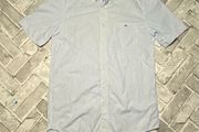 Lacoste Mens Light Blue Pin Stripe Short Sleeve Button Up Shirt Size 38 Medium