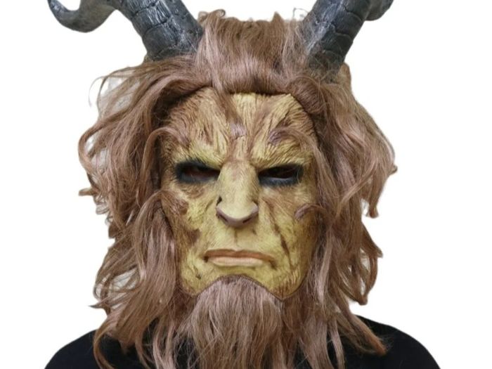 Beauty and the beast halloween latex mask with hair.