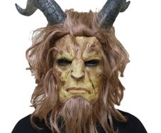 Beauty and the beast halloween latex mask with hair.