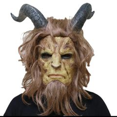 Beauty and the beast halloween latex mask with hair.