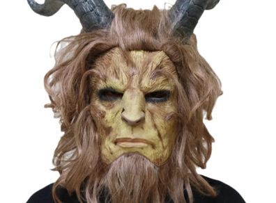 Beauty and the beast halloween latex mask with hair.